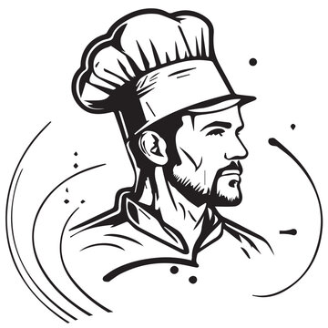 Cheef cook man heads vector illustration silhouette