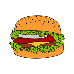 hamburger isolated on white background