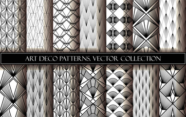 Art Deco Wallpaper. Black and white seamless pattern in roaring twenties style