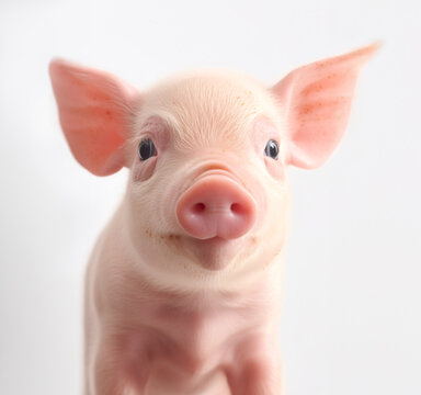 Close up of a pink baby piglet - ai generative