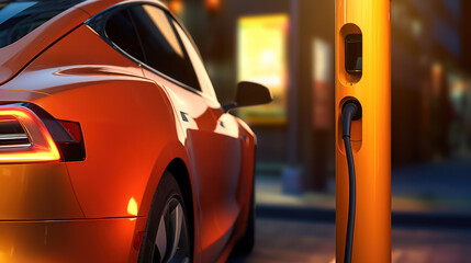 EV charging stations for electric cars in the concept of green energy with Ai Generated