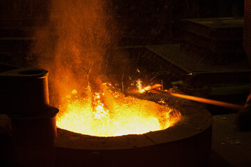 Iron-steel melted in a high temperature furnace. The process, which is carried out under very...