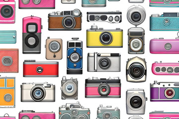 colorful retro cameras pattern
