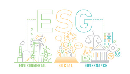 ESG. Creative outline lettering. Editable vector illustration