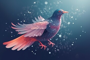 stained glass style illustration, cute pigeon, ai generative