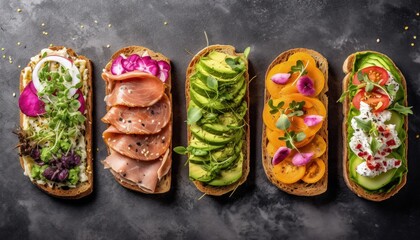 Gourmet selection of exquisite sandwiches, Generative AI