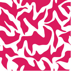 Floral seamless repeat pattern design. Trending pattern of 2023 in shocking pink color. groovy florals elegant print for fabric and wallpapers	