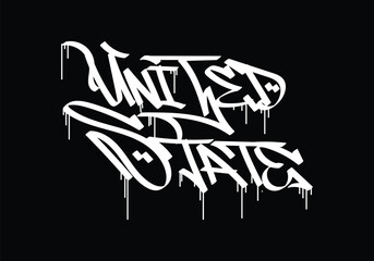 graffiti tag design word UNITED STATE