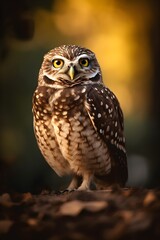 Burrowing owl in autumn, Generative AI