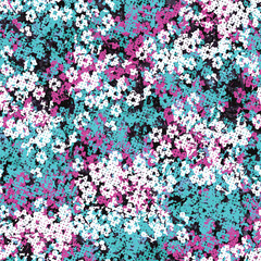 Seamless pattern of flowers with pink blue and orange background. Pink flowers background. Vector illustration of watercolor textured abstract art textile flower design