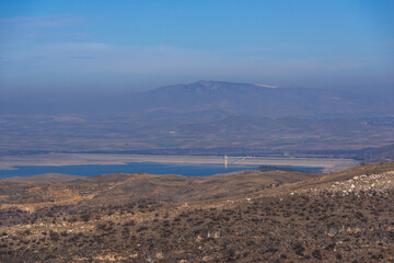 Beautiful view Aghstev reservoir, on Armenia-Azerbaijan state border