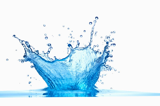 Luxurious splash blue water on white background. Generative AI
