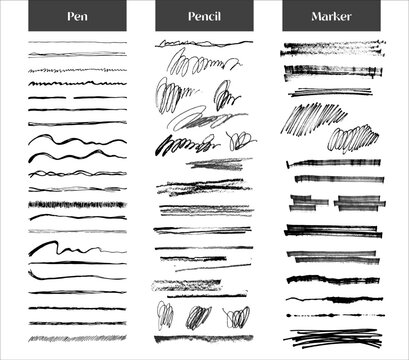 Hand drawn big art brushes set. 