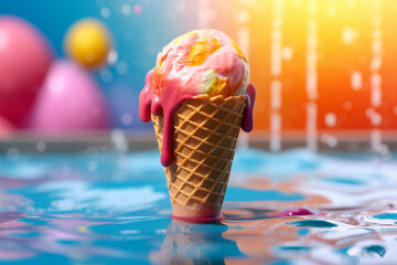  Ice Cream and Refreshing Fruit Treats - Indulge in Mouthwatering Scoops, Colorful Cones and Chilled Delicacies! Explore the World of  Art with Delicious Ice Cream Swirls, Tropical Fruit Generative Ai