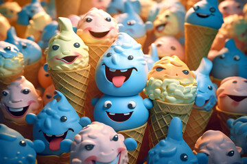  Ice Cream and Refreshing Fruit Treats - Indulge in Mouthwatering Scoops, Colorful Cones and Chilled Delicacies! Explore the World of  Art with Delicious Ice Cream Swirls, Tropical Fruit Generative Ai