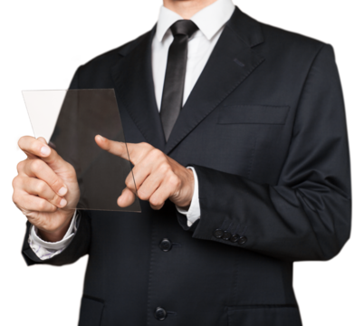 Financial Planning:businessman using a digital tablet