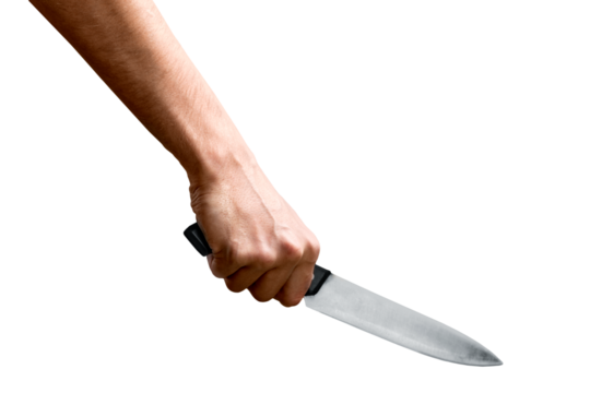 Man with metal kitchen knife