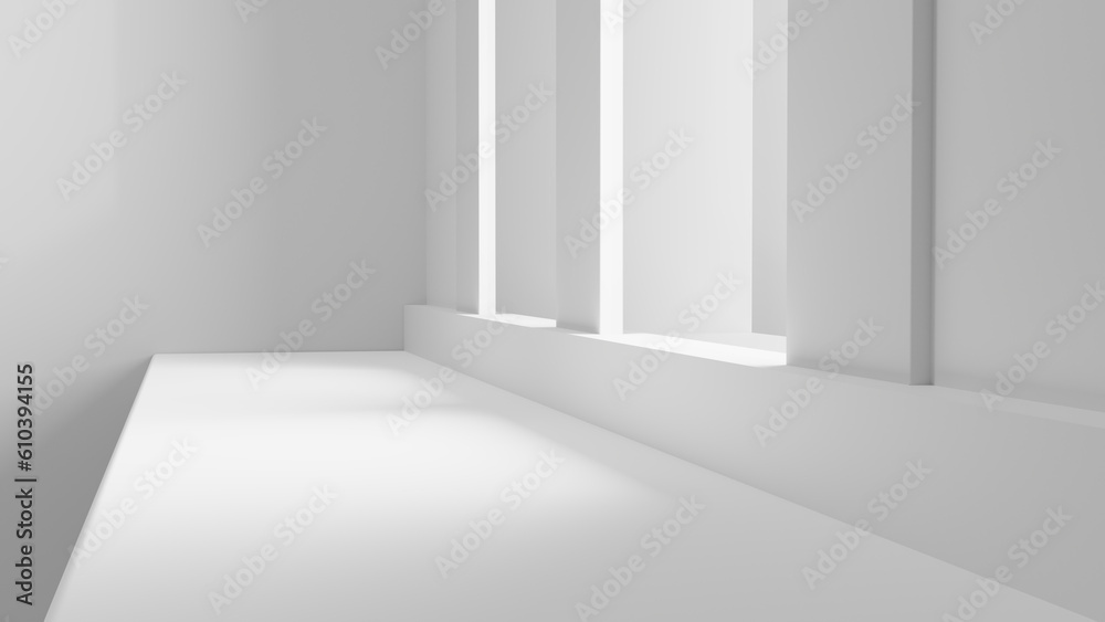 Poster podium white background table stage with sunlight and shadows for products design and cosmetics