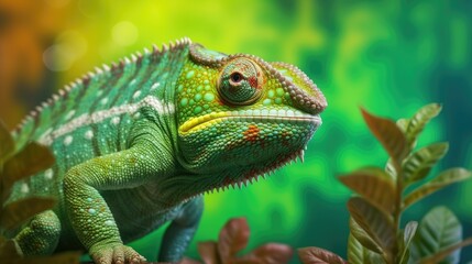 Obraz premium green iguana on a branch