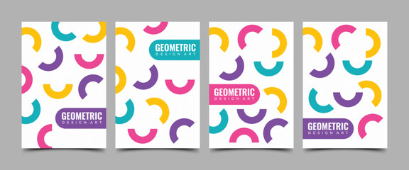 Fototapeta premium Set of colorful geometric shapes poster vector design