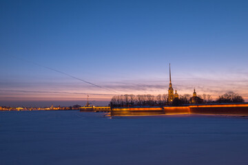 Fototapeta premium Peter and Paul fortress in sunrise, Saint-Petersburg, Russia