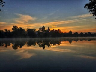 sunset over the river