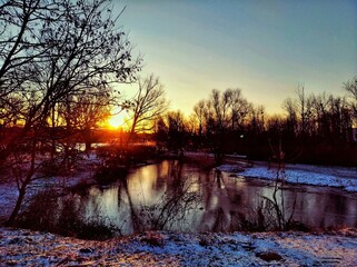 sunset over the river