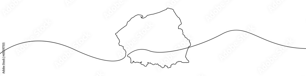 Poster map of poland icon line continuous drawing vector. one line map of poland icon vector background. ma