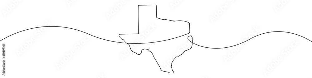 Poster texas state map icon line continuous drawing vector. one line texas state map icon vector background