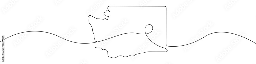 Poster washington state map icon line continuous drawing vector. one line washington state map icon vector 