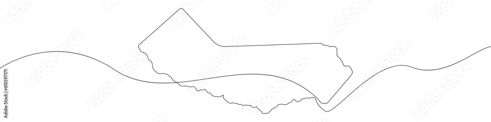 Poster map of the state of california icon line continuous drawing vector. one line map of the state of cal