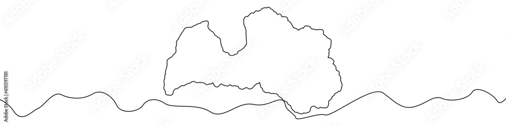 Poster map of latvia icon line continuous drawing vector. one line map of latvia icon vector background. ma