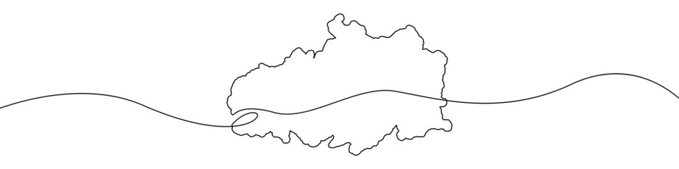 Map of Serbia icon line continuous drawing vector. One line Map of Serbia icon vector background. Map of Serbia icon. Continuous outline of a Map of Serbia icon.