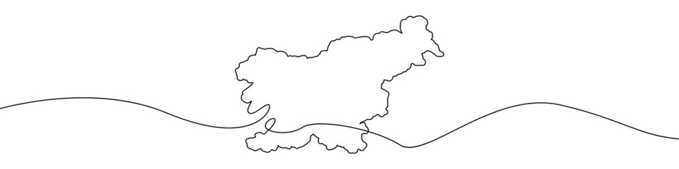 Map of Slovenia icon line continuous drawing vector. One line Map of Slovenia icon vector background. Map of Slovenia icon. Continuous outline of a Map of Slovenia icon.