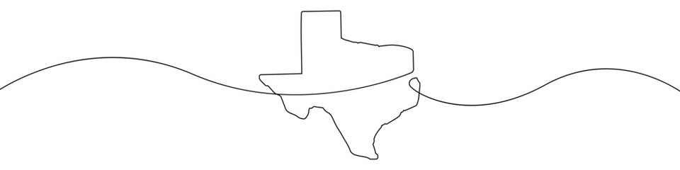 Texas state map icon line continuous drawing vector. One line Texas state map icon vector background. Texas state map icon. Continuous outline of a Texas state map icon.