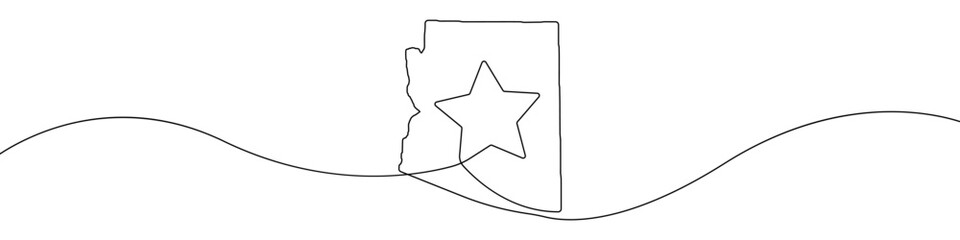 Map of the state of Arizona icon line continuous drawing vector. One line Map of the state of Arizona icon vector background. Map of the state of Arizona icon. Continuous outline of a Map of the state