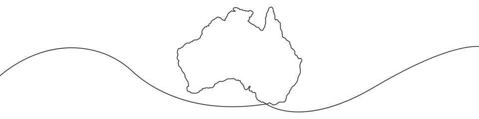 Map of Australia icon line continuous drawing vector. One line Map of Australia icon vector background. Map of Australia icon. Continuous outline of a Map of Australia icon.