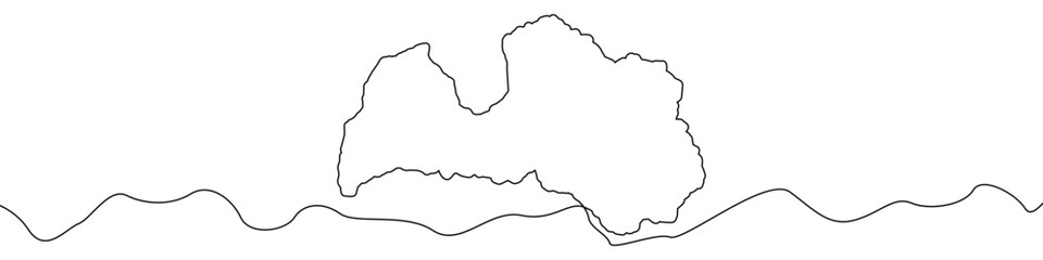 Map of Latvia icon line continuous drawing vector. One line Map of Latvia icon vector background. Map of Latvia icon. Continuous outline of a Map of Latvia icon.