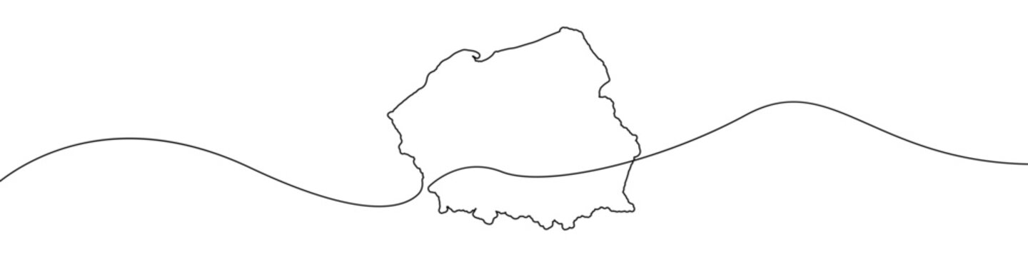 Fototapeta Map of Poland icon line continuous drawing vector. One line Map of Poland icon vector background. Map of Poland icon. Continuous outline of a Map of Poland icon.