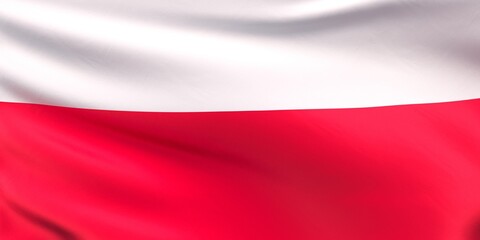 Flag of Poland. Flag close-up. National state symbol. fabric is silk. Polish, Warsaw. 3d illustration.