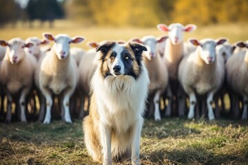A vigilant canine defending the herd with unwavering devotion