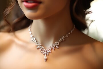 A dazzling display of a diamond necklace's brilliance
