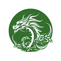 Green Dragon logo on a white background. Symbol of the year 2024 Green Dragon