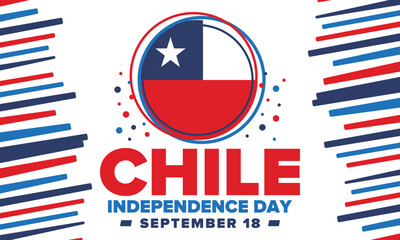 Chile Independence Day. Happy national holiday Fiestas Patrias. Freedom day. Celebrate annual in September 18. Chile flag. Patriotic chilean design. Poster, card, banner, template, background. Vector