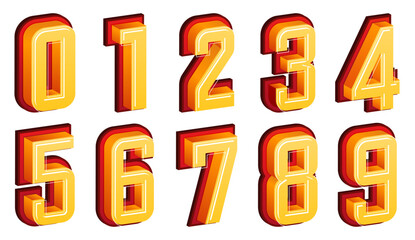 Alphabet Numbers. set of Colorful 3D Design Element Isolated Illustration