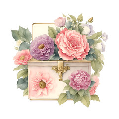 Vintage box casket with flowers