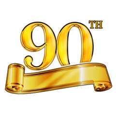 90th Gold Banner Icon on Transparent Background © vertis