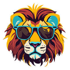 Lion head illustration with retro style (Generative AI)