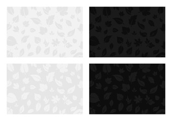 floral leaves wallpaper - white, grey, black