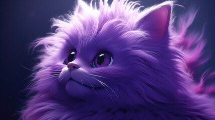 An illustration of a cute fluffy kitten looking up hopefully,